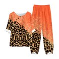 thumbnail image 1 of Mikilon Ensemble Élégant pour Femmes 2 Pcs Coton & Lin Imprimé Manches 5/10 Col Rond + Pantalon Décontracté Ensemble Chic & Confortable Manches Courtes Col Rond Blouse/chemise Orange 4TG, 1 of 3
