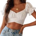 thumbnail image 2 of B91xZ Hauts pour Femmes Grande Taille T-Shirt en Coton à Manches Courtes Léger Col Rond, Coupe Moderne, Blanc TG, 2 of 5