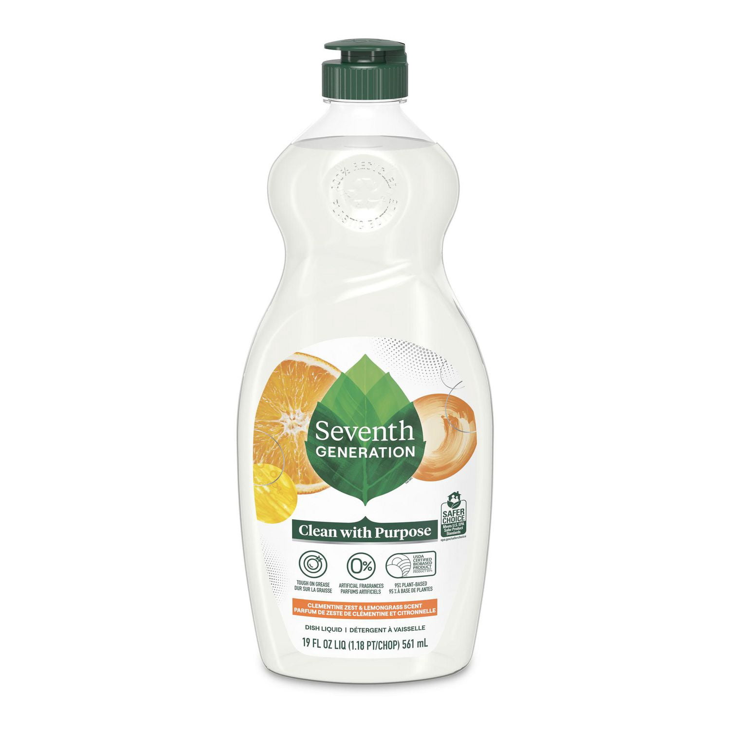 Détergent à vaisselle Seventh Generation Parfum de zeste de clémentine et citronnelle