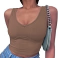 thumbnail image 4 of Yuyuzo Débardeurs Côtelés pour Femmes Sans Manches Col Rond Crop Tops Extensibles Slim Basiques, 4 of 5