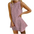 thumbnail image 2 of zanvin Robes d'Invitée de Mariage pour Femmes, Robe d'Été Unie pour Femmes Style Frais Couleur Unie Débardeur en Dentelle Brodée à Col Rond, 2 of 5