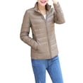 thumbnail image 1 of UKAP Ladies Puffer Jacket Solid Color Coat Stand Up Collar Down Jackets Packable Work Outwear Camel L, 1 of 3