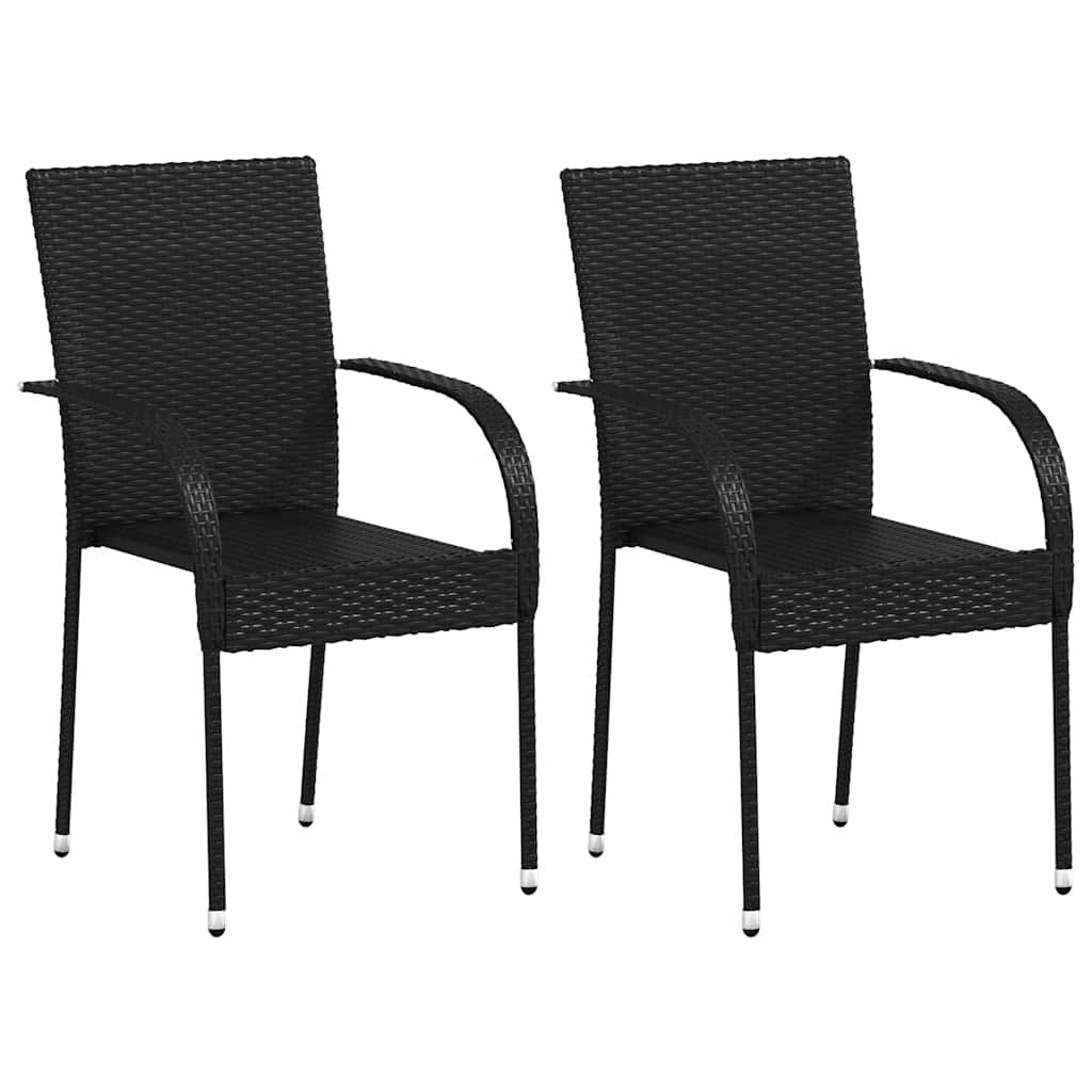 vidaXL Chaises d'Extérieur Empilables 2 Pcs Résine Tressée Noir