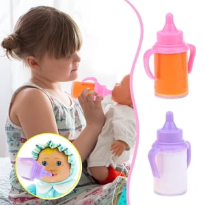 SIfdSeng Toddler Toys 2Pcs Baby Dolls Feeding Bottle Set Doll Accessory Disappearing Milk Juice Pretend Play Toy for Kids 90Ml Mini Toys for Girls Mini Toys Bulk