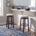 thumbnail image 4 of Linon Maya 31" Rice White Faux Leather Swivel Bar Stool in Brown Wooden Frame, 4 of 10