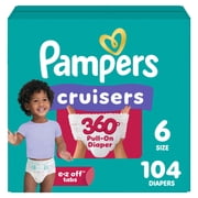 Pampers Diapers - Cruisers 360° - Size 6, up to 100% Leakproof Fit, Designed for Active Babies, Pull On Diaper, EZ Off Tabs Designed for Easy Changes