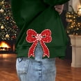 thumbnail image 5 of Chandails en Molleton de Noël pour Femmes avec Nœud Latéral Appliqué Chandail en Molleton Oversize Chandails en Molleton Col Rond Manches Longues Chandail Top Chandail en Molleton Sans Capuche pour Femmes, 5 of 5