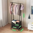 thumbnail image 3 of yeacher Portable Multi-Functional Laundry Hamper & Clothes Rack with Wheels, Space-Saving Single Rod Design for Bedroom, Black, 3 of 6