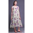 thumbnail image 4 of Bimba Robe de Nuit Mi-Mollet Violette à Feuilles Florales/lilas et Pivoine pour Femmes, Coton Imprimé, Sans Manches, Robe Maxi, Petit, 4 of 6