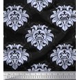 thumbnail image 1 of Soimoi Crepe Silk Fabric Seamless Baroque Damask Print Fabric by the Yard 42 Inch Wide, 1 of 3
