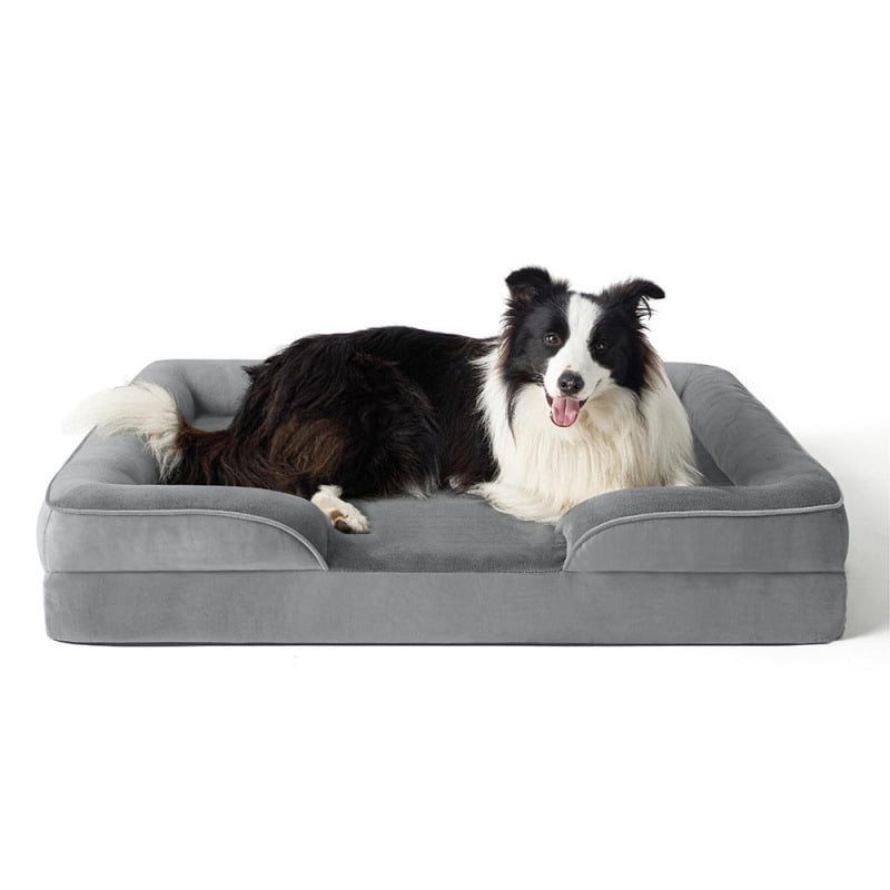 LoonWear Orthopedic Dog Beds for Extra Large Dogs, Waterproof Memory Foam XL Pet Bed with Sides, Non-Slip Bottom and Egg-Crate Foam Big Dog Couch Bed with Washable Removable Cover, Dark