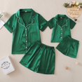 thumbnail image 2 of Ensembles de Pyjamas Assortis pour la Famille d'Été 2 Pcs Ensembles de Pyjamas à Manches Courtes pour la Famille Vert Taille Bébé-Enfants-Adulte Unisexe, 2 of 8