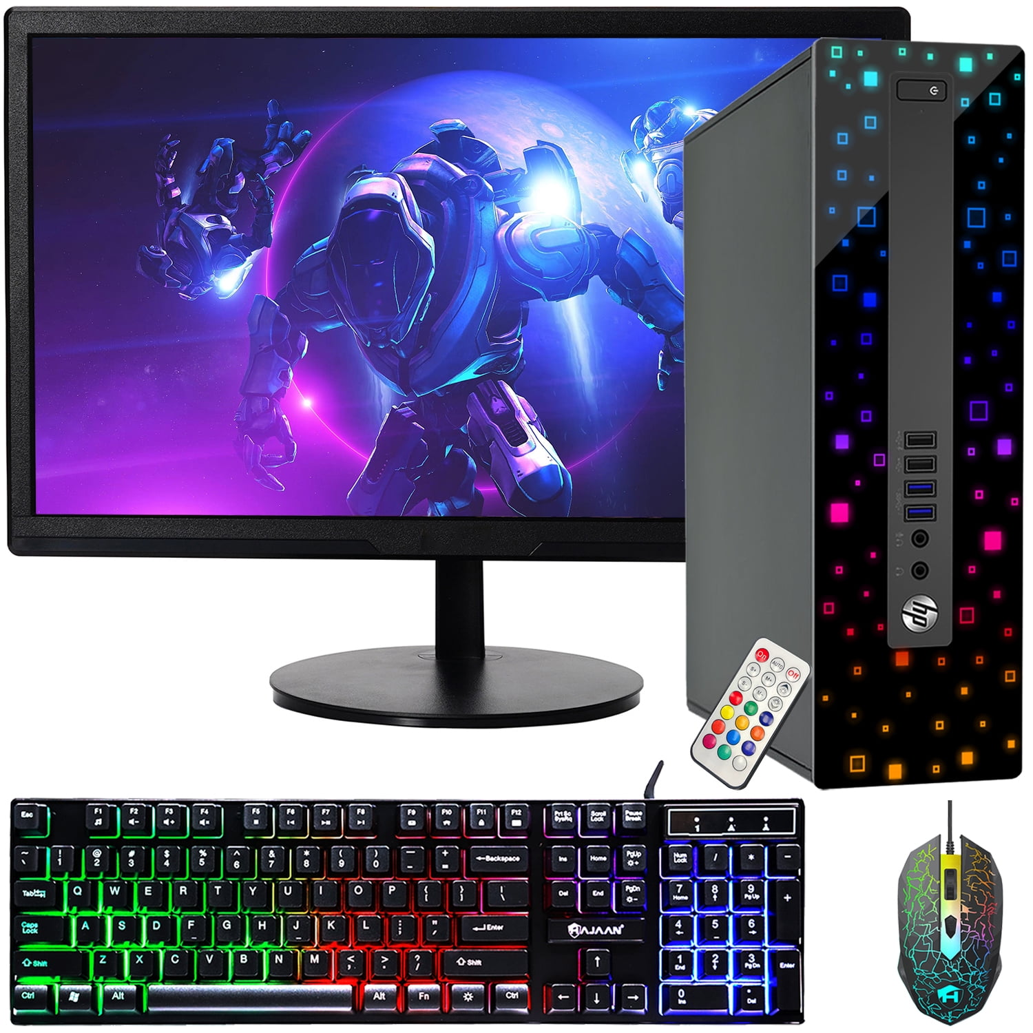 HP ProDesk Desktop Computer | Quad Core Intel i7 (3.4GHz) | 16GB DDR3 RAM 512 GB SSD |22Inch FHD Monitor HDMI | Windows 10 Pro| RGB Light PC - Refurbsihed