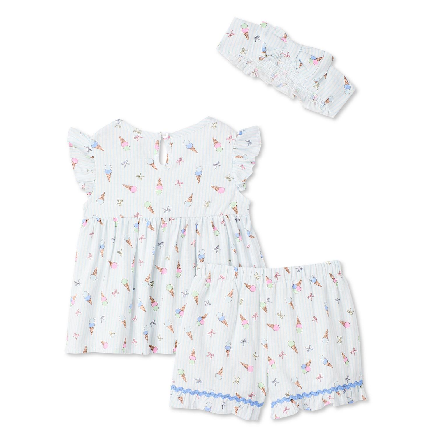 Ensemble 3 pièces avec short à smocks George pour bébés filles