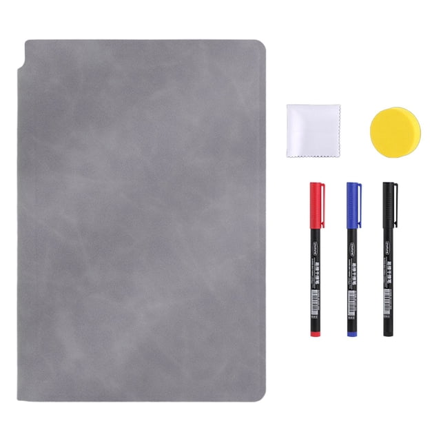 1 Pcs Carnet pour Tableau Blanc Réutilisable, Petit Tableau Effaçable à Sec Portable, Comprend 1 Chiffon, 3 Marqueurs et une Effaceur pour Tableau Noir, Mini Carnets Portatifs pour Tableau Blanc, Carnet de Dessin Réutilisable, (K, 6.6x9.5 Po)
