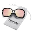 thumbnail image 3 of FEISEDY Polarized Women Square Sunglasses Sparkling Composite Shiny Frame B2289, 3 of 6