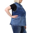 thumbnail image 4 of Agnes Orinda Gilet en Jean pour Femme Grande Taille Ourlet Brut Sans Manches Veste en Denim Mode 3X Dégradé Bleu, 4 of 8