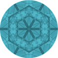 thumbnail image 1 of Ahgly Company Tapis d'Intérieur Ronds Transitionnels Lavables à la Machine, Turquoise Vif Bleu, 5 Pieds Rond, 1 of 7