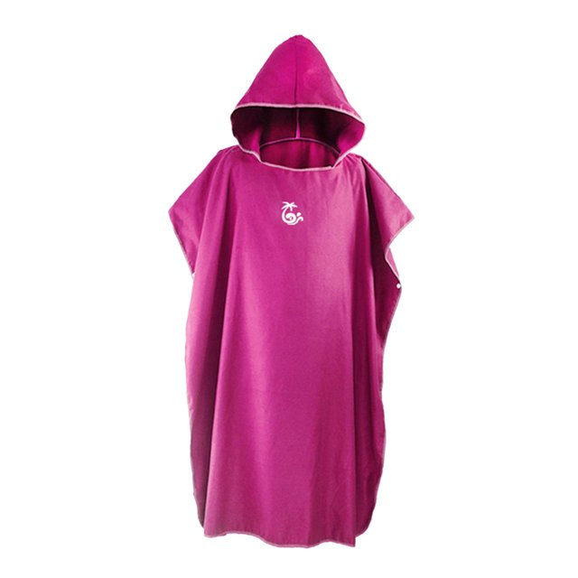 Surf Poncho Changing Robe Front Lightweight Microfiber with Soft Wetsuit Changing Towel for Outdoor Sports, Swim - Plum