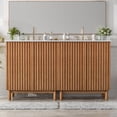 thumbnail image 1 of [Video]59.8" Bathroom Vanity Combo with Ceramic Sink, Traditional American Style, Wooden Legs, MDF Structure, Soft-Close Doors with Adjustable U-Shaped Shelf, Plastic Feet Pads, 1 of 26