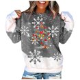 thumbnail image 2 of Qertyioot Women Sweat-shirt d'Impression de Noël d'Hiver Pulls de Mode à Col Rond à Manches Longues, 2 of 5