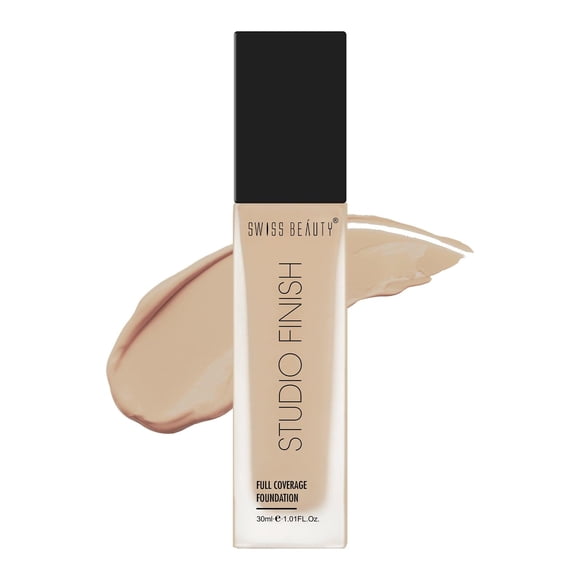 SWISS BEAUTY Fond de Teint Couvrance Totale Fini Studio, Maquillage pour le Visage, Teinte - Beige Naturel, 30 ml