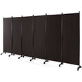 thumbnail image 1 of Costway 6-Panel Folding Room Divider 6FT Rolling Privacy Screen with Lockable Wheels Brown, 1 of 10