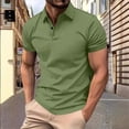 thumbnail image 2 of HVOBTTY Mens Summer Soft Versatile Pullover Casual Fashion Solid Color Collared Short Sleeve Loose Breathable Daily Base Layer Tops Green, XXXL, 2 of 5