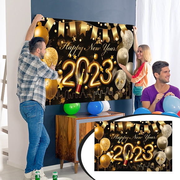 RKSTN Produits Décoratifs Fournitures de Décoration de Fête Bonne Année, Bannière Bonne Année en Tissu Très Grande pour Décoration de Fête Année Année, Bannière Année, 70.86 X 45.27 Pouces