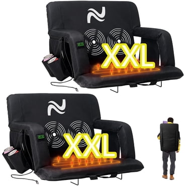ABORON Sièges de Stade Chauffants avec Massage pour Gradins, Ensemble de 2, Siège de Gradins Portable avec Soutien Dorsal, Chaise de Stade Extra Grand de 25 Pouces, USB 3 Niveaux de Chaleur, 6 Positions Inclinables
