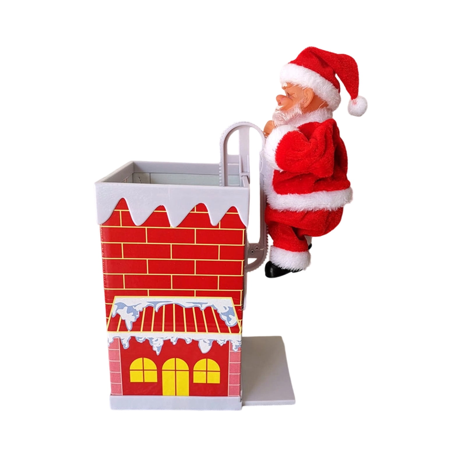 Christmas Ladder Climbing Santa With Music And Movement, Cloth Material For Fireplace And Wall Decoration, 8.27X7.79X3.94In 0.84Lb