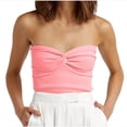 thumbnail image 1 of Timegard Women Top Comfy Ruched Knot Sleeveless Strapless Knit Tee Solid Color Casual Tube Top Summer, 1 of 6