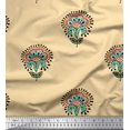 thumbnail image 1 of Soimoi Polyester Crepe Fabric Leaves & Floral Block Print Sewing Fabric Yard 42 Inch Wide, 1 of 3