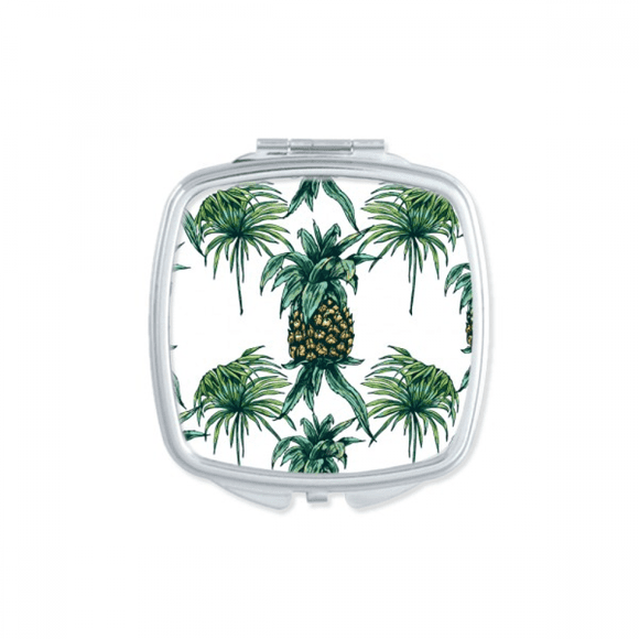 Pineapple Fruit Eat Green Square Mirror Portable Compact Pocket Makeup Double Sided Glass