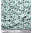 thumbnail image 1 of Soimoi Green Heavy Satin Fabric Coffee & CHill Text Decor Fabric Printed Yard 54 Inch Wide, 1 of 1