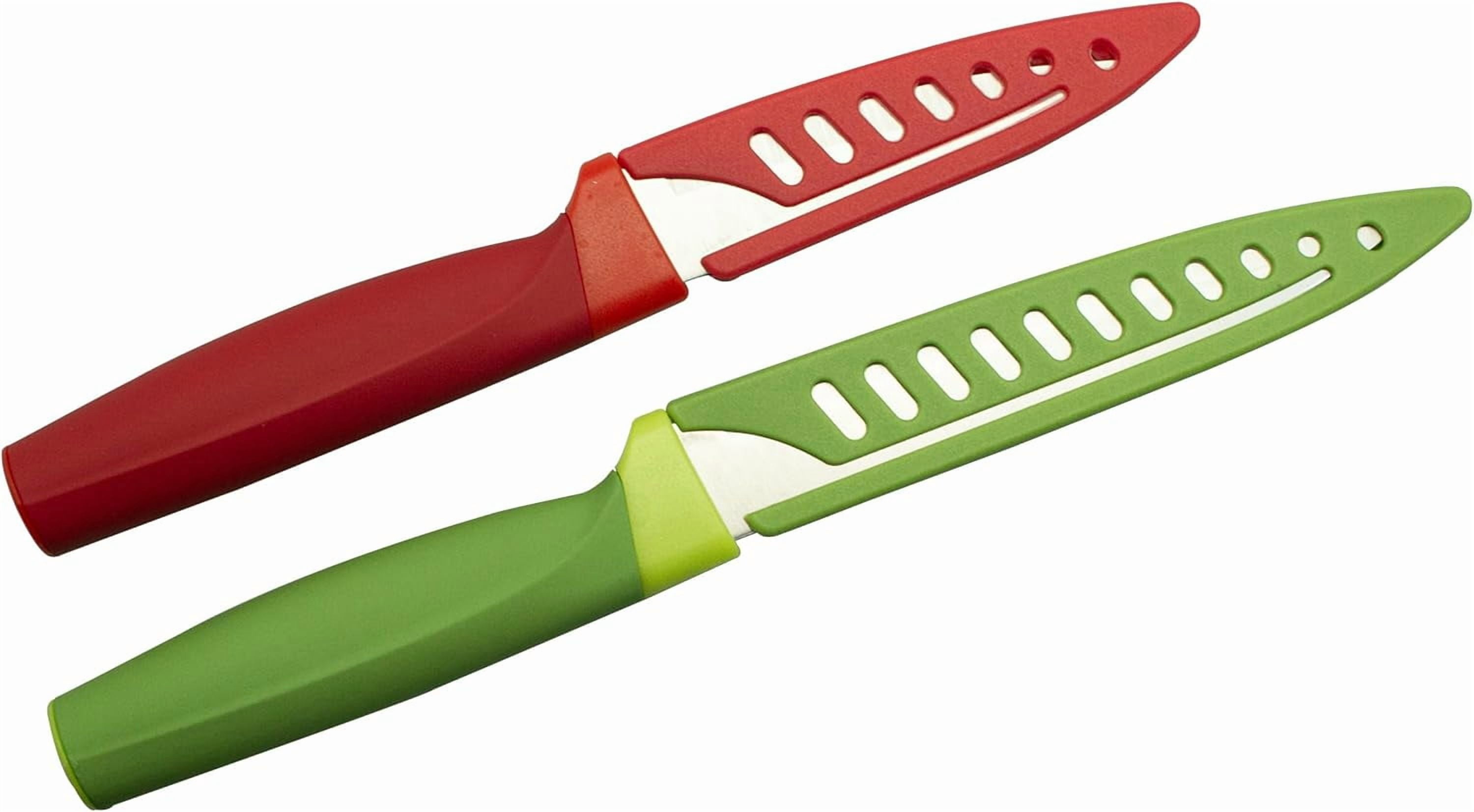 Jacent Food Prep Knife Set: 1 Paring Knife & 1 Utility Knife with Blade Covers