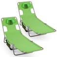 thumbnail image 1 of Gymax 2PCS Tanning ChairFolding Beach Lounge Chair w/5-Position Adjustable Backrest Green, 1 of 10