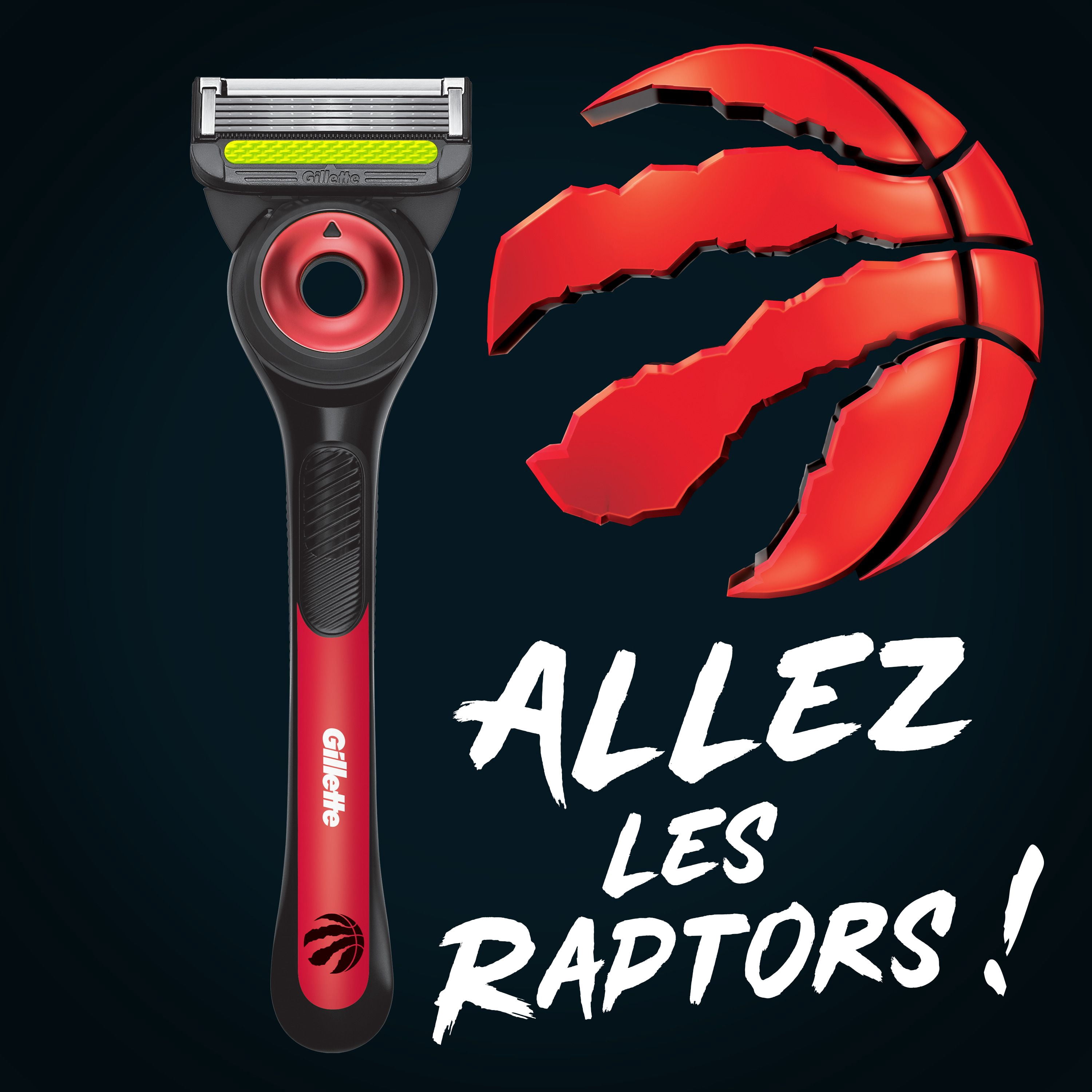 Rasoir pour hommes Gillette Labs sous licence officielle des Raptors, 1 manche, 1 cartouche de rechangeel à raser