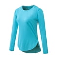 thumbnail image 4 of Mceream 2025 Chandails de Soleil à Manches Longues pour Femmes Protection Uv Hauts d'Entraînement Légers Golf Gym Randonnée Chandails Vêtements d'Extérieur Athlétique Col Rond Yoga Hauts Décontractés T-Shirt Uni Vêtements Grande Taille Bleu P, 4 of 8