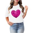 thumbnail image 4 of TIMIFIS T-Shirts à Manches Courtes de la Saint-Valentin pour Femmes Mode Décontractée Col Rond T-Shirt Imprimé Cœur d'Amour T-Shirt d'Été Ample Col Rond T-Shirts, 4 of 4