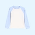 thumbnail image 1 of Milgrthf Enfants Garçons Filles Chandail à Col Rond Automne Décontracté Manches Longues Raglan à Blocs de Couleur Coton Chandail à Enfiler Hauts Bleu Pâle 7 Ans, 1 of 5