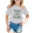 thumbnail image 1 of Crop Tops pour Enfants 9-10 Filles Vêtements pour Filles Juniors Motif Lettre Décontracté Multicolore Col Rond Manches Courtes, 1 of 4