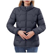 Ailaofu Winter Coats for Women Trendy Thicken Padded Warm Stand Collar Thin Quilted Puffer Jacket Windproof Parka Outerwear