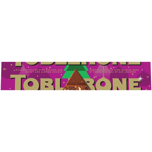 TOBLERONE, Fruit and Nut, Milk Chocolate Bar with Raisins, Paired with Honey and Almond Nougat, Holiday Chocolate, Holiday Gifts
