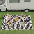 thumbnail image 1 of Outsunny Reversible Outdoor RV Rug, 5' x 8' Patio Floor Mat, Black & White, 1 of 9