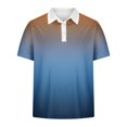 thumbnail image 5 of HVOBTTY Mens Summer Soft Versatile Pullover Fashion Casual Gradient Color Lapel Button Short Sleeve Loose Breathable Daily Base Shirts Blue, S, 5 of 5
