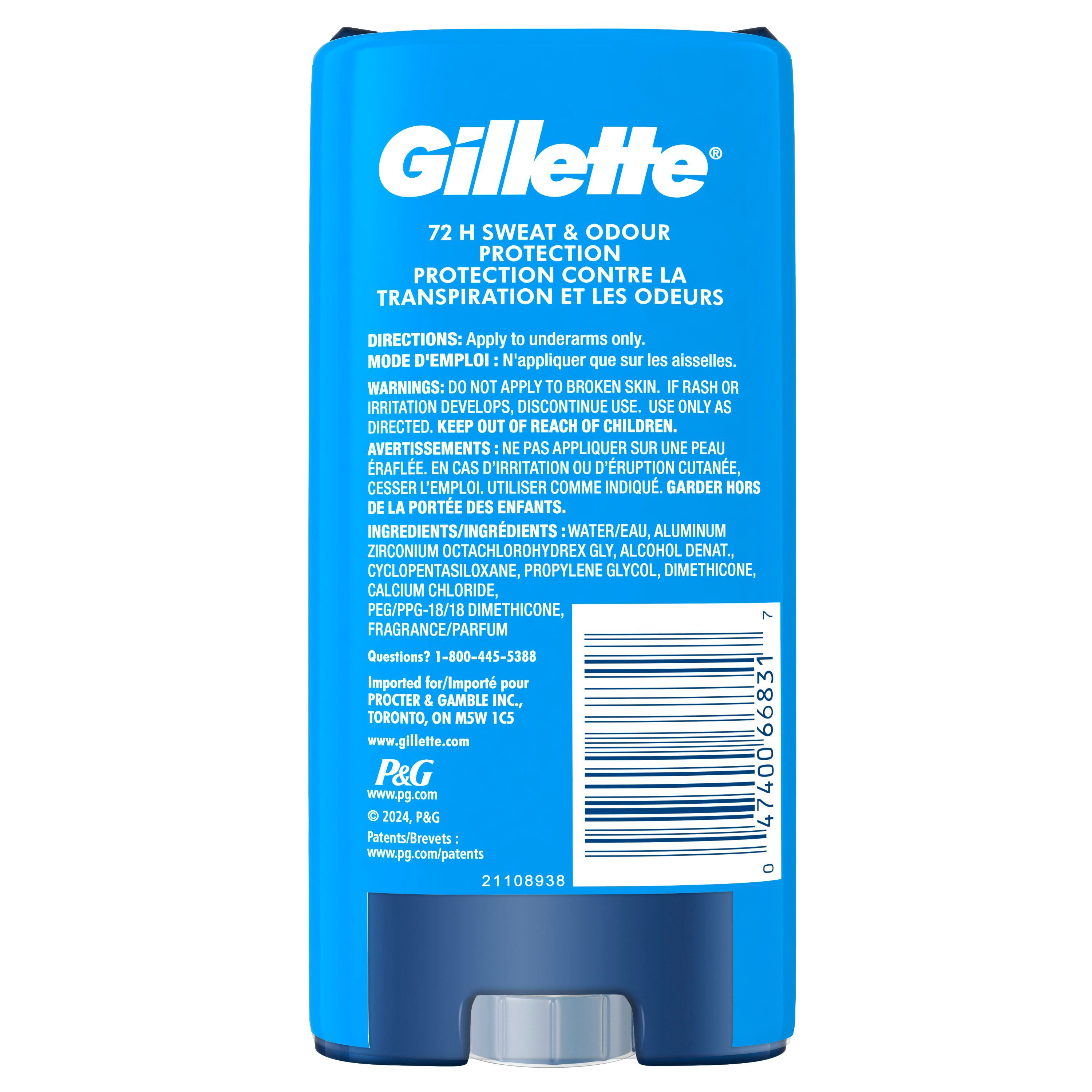 Gillette Antisudorifique en Gel Transparent et Déodorant pour Hommes Parfum Cool Wave
