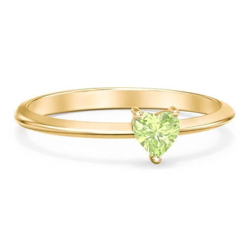 Heart Birthstone Ring - Peridot (August)