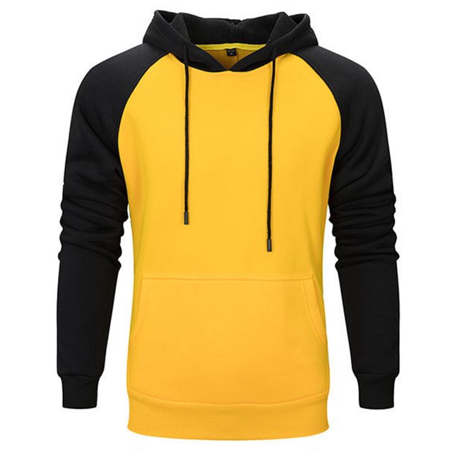 Pompotops Sweat à Capuche Homme Patchwork Color Block Mélange Polaire Pull Kangourou en Solde