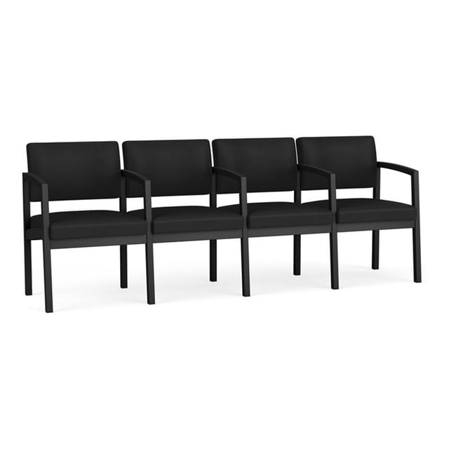 Lenox Steel Reception Waiting Room 4 Seats Chair / Black Steel / Black